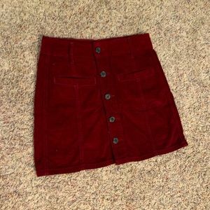 Deep Red Corduroy A-line Skirt (Worn Once)